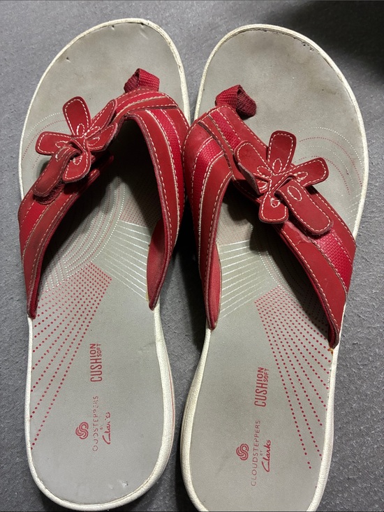 Clarks Shoes - Clarks Women’s Red Floral Strap Sandals